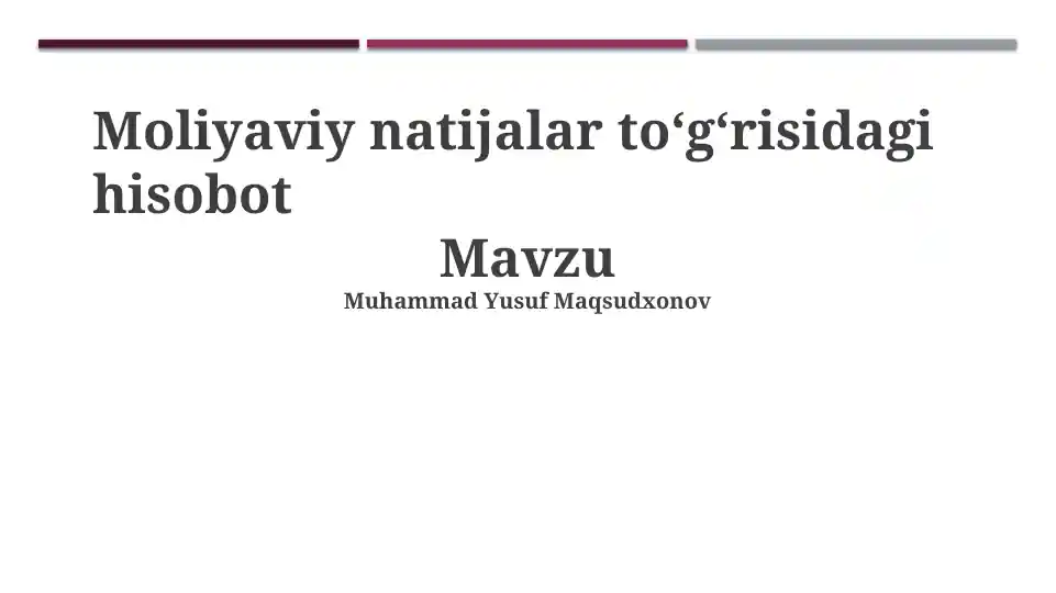 Moliyaviy natijalar to'g'risidagi hisobot