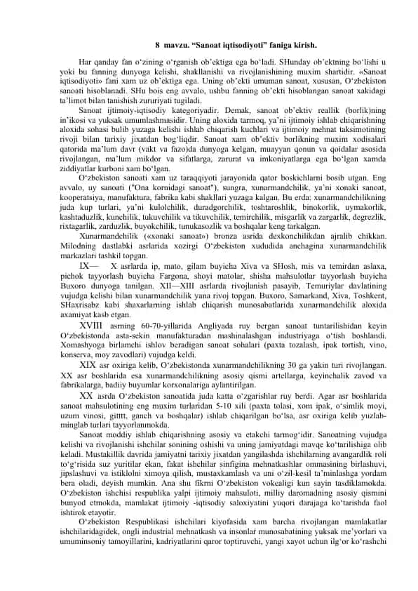 "Sanoat iqtisodiyoti"