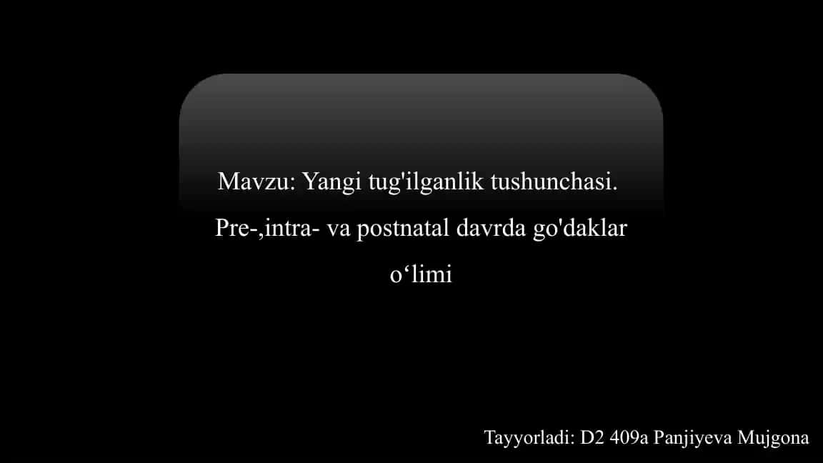 Yangi Tug'ilganlik Tushunchasi va Go'daklar O'limi