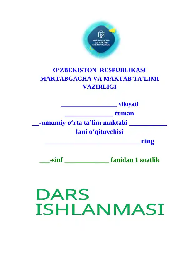1-sinf Fransuz tili fanidan bir soatlik dars ishlanma. Parties du corps