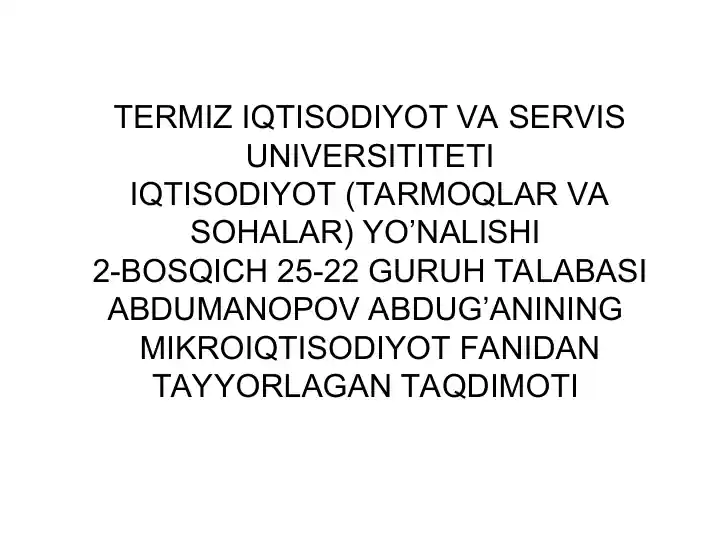 TERMIZ IQTISODIYOT VA SERVIS UNIVERSITITETI