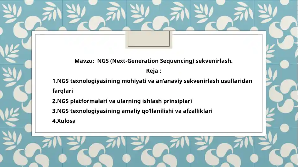 Next-Generation Sequencing (NGS)
