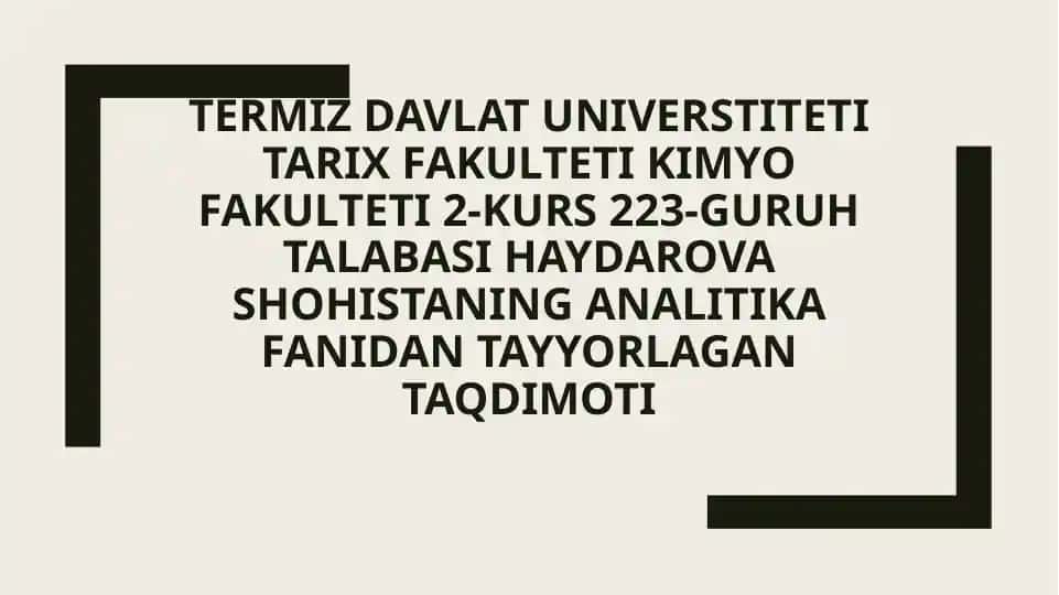Analitik Kimyo Taqdimoti