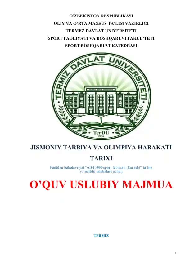 Jismoniy tarbiya va olimpiya harakati tarixi