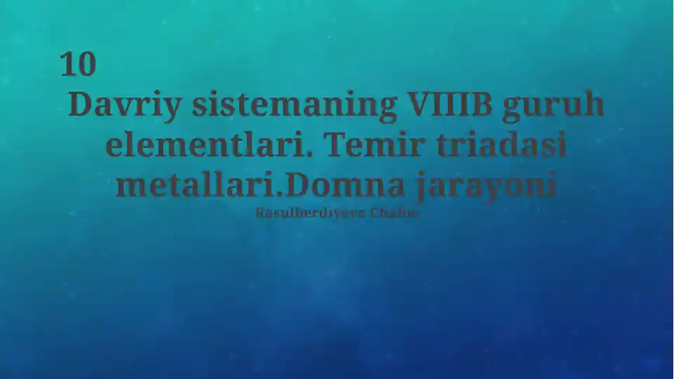VIIIB Guruh Elementlari