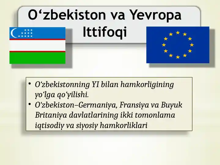 O‘zbekiston va Yevropa Ittifoqi