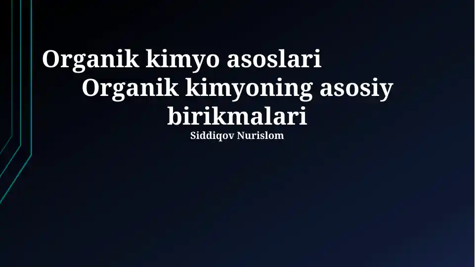 Organik kimyo asoslari