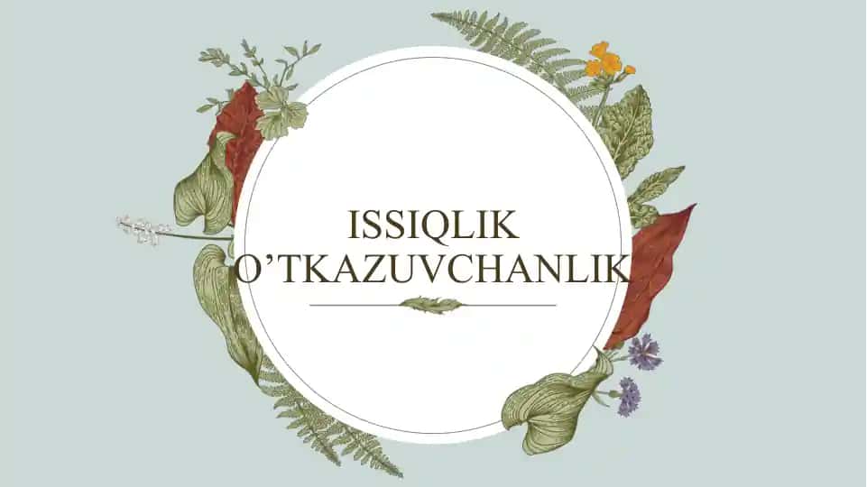 Issiqlik o’tkazuvchanlik