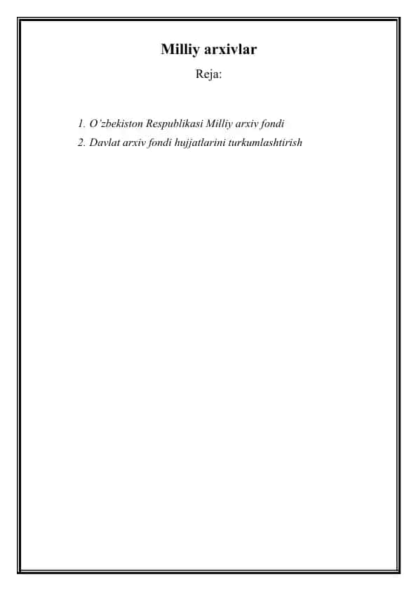 O’zbekiston Respublikasi Milliy arxiv fondi