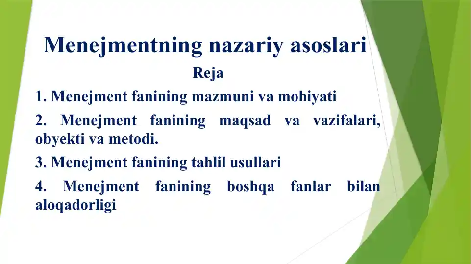 Menejmentning nazariy asoslari