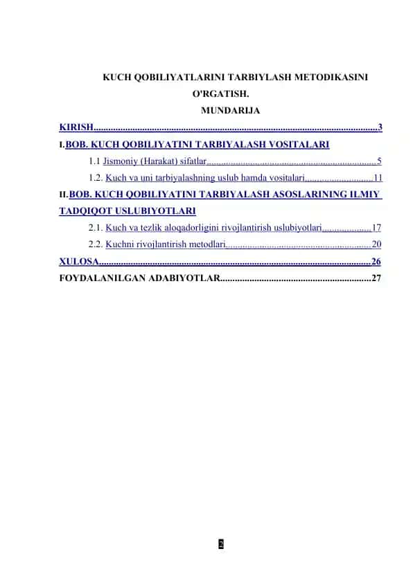 Kuch qobiliyatlarini tarbiylash metodikasi