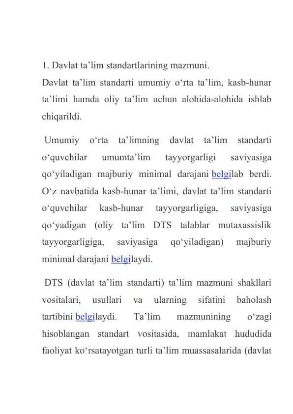 Davlat ta’lim standartlari