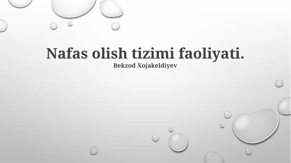 Nafas olish tizimi faoliyati