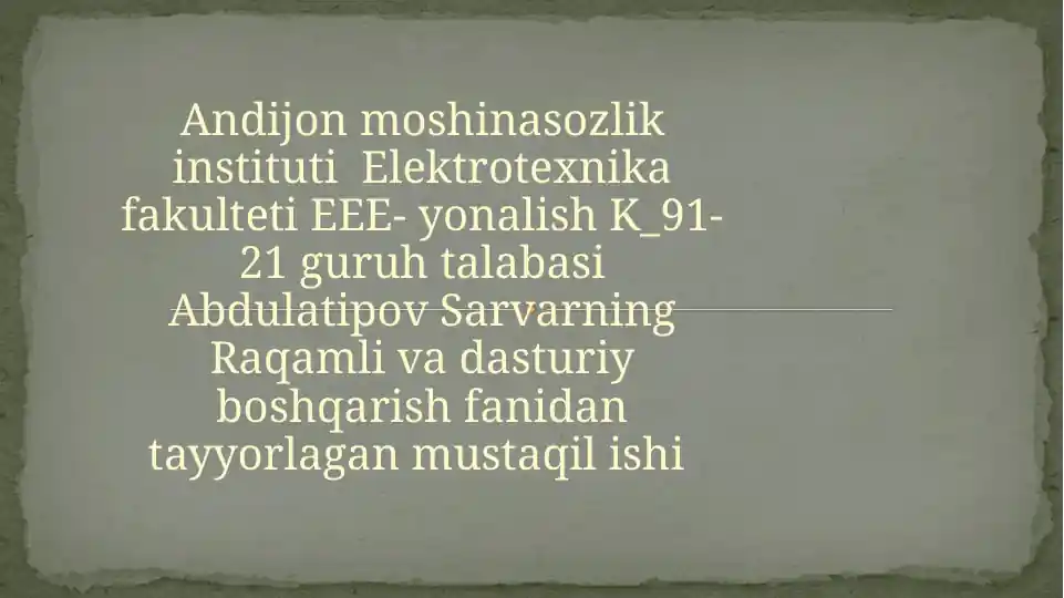Raqamli qurilmalar va ularning ishlash prinsipi