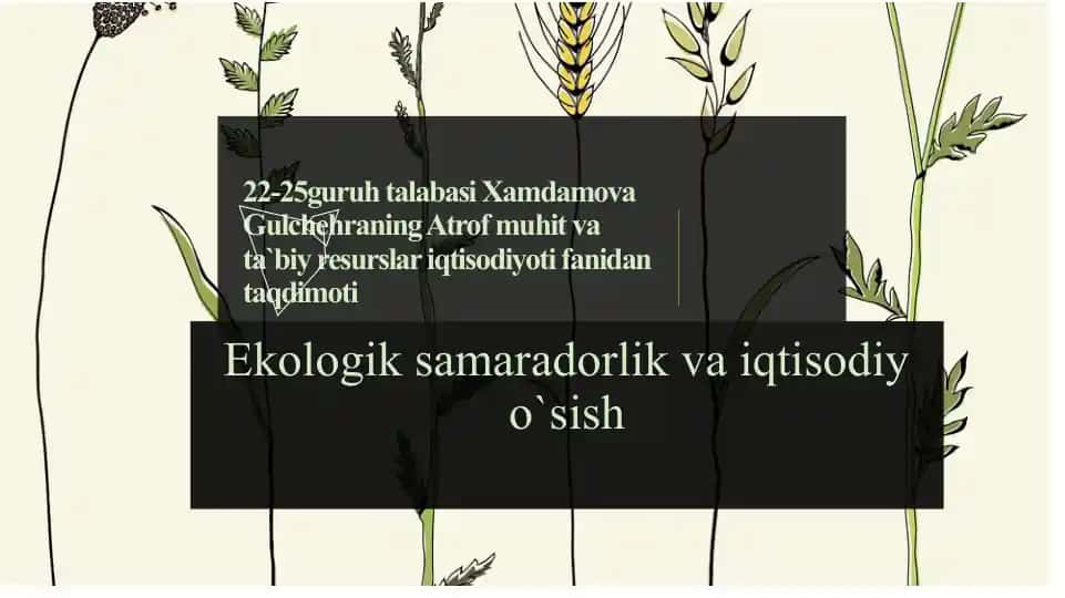 Iqtisodiyot va Ekologiya