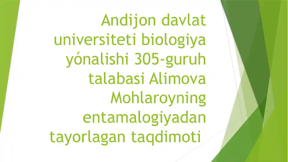 Alimova Mohlaroyning entamalogiyadan tayorlagan taqdimoti