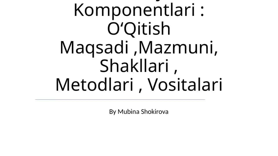 BoshlangʻIch Sinflarda Matematika OʻQitish Metodikasi Fan Sifatida