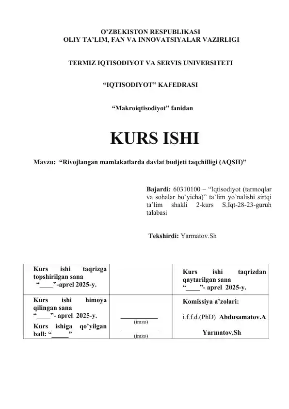 Rivojlangan mamlakatlarda davlat budjeti taqchilligi (AQSH)”.docx