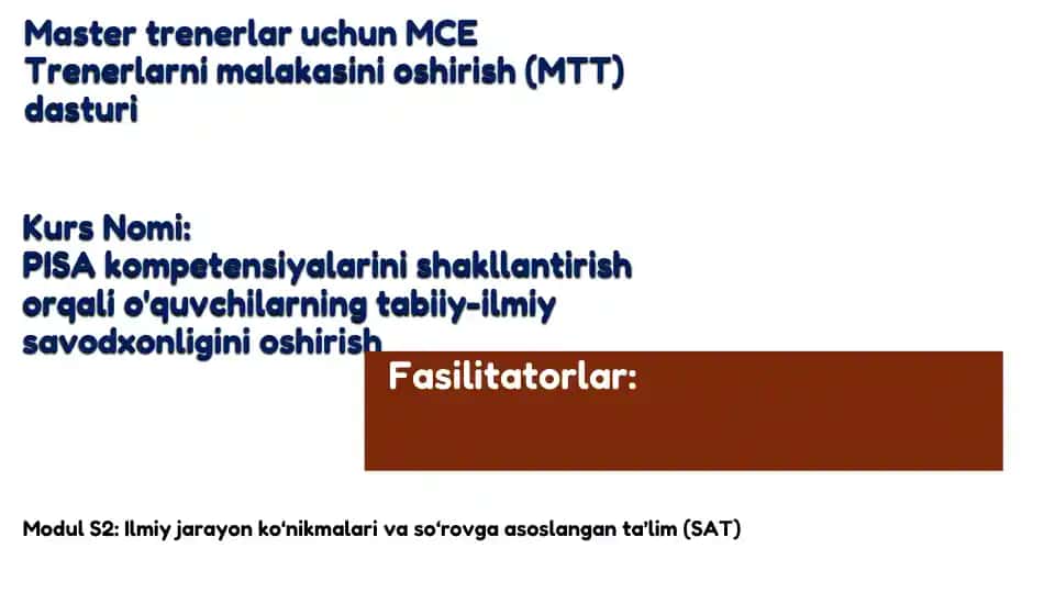 PISA kompetensiyalarini shakllantirish orqali o'quvchilarning tabiiy-ilmiy savodxonligini oshirish