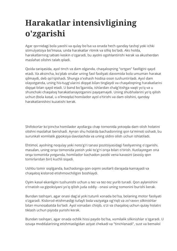 Homilador Ayollar Harakatlar Intensivligi