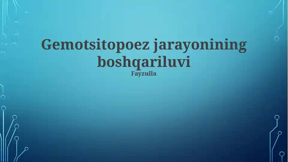 Gemotitopoez jarayonining boshqariluvi