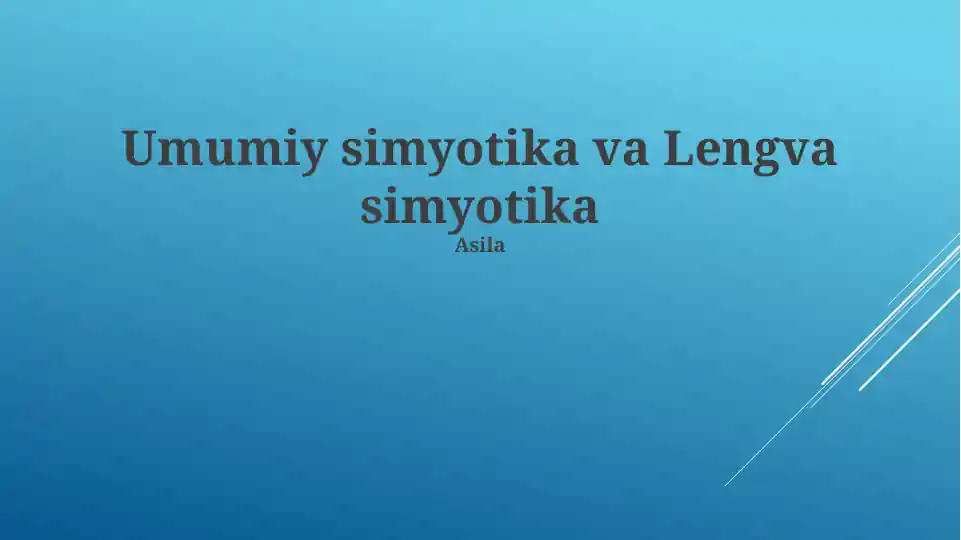 Umumiy simyotika va Lingvistik Semiotika