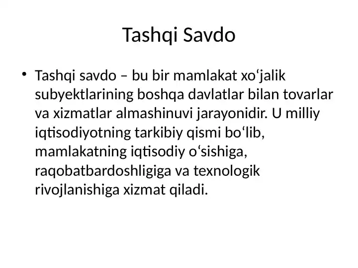 Tashqi Savdo