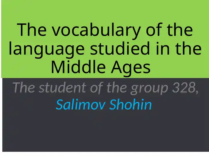 The Vocabulary of the Middle Ages