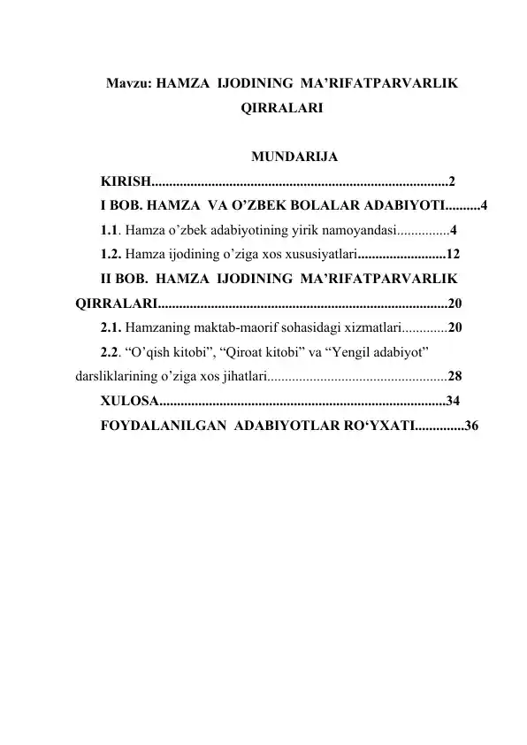 HAMZA IJODINING MA’RIFATPARVARLIK QIRRALARI