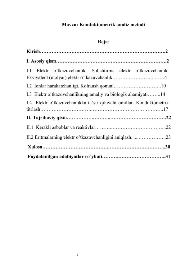 Konduktometrik analiz metodi