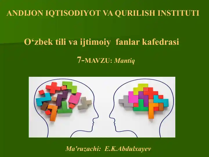 Mantiqning asosiy tushunchalari