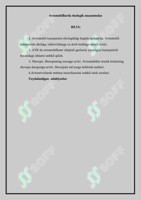Avtomobillarda ekologik muammolar