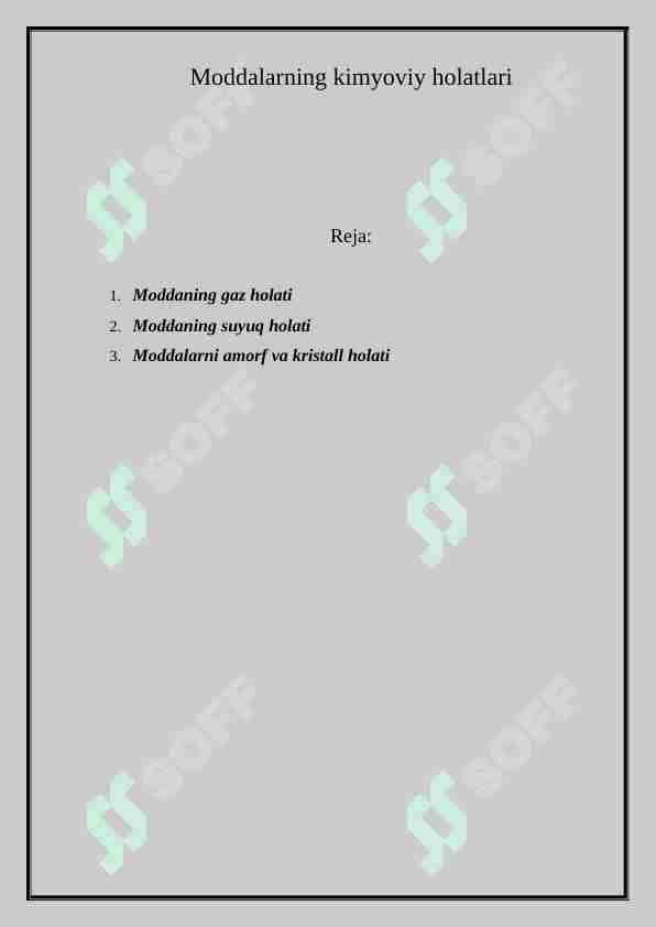 Moddalarning kimyoviy holatlari