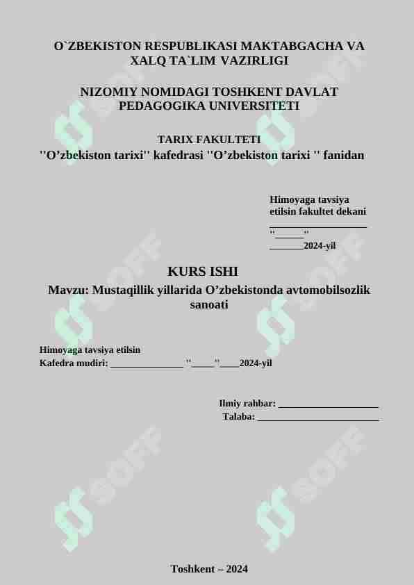 Mustaqillik yillarida O’zbekistonda avtomobilsozlik sanoati
