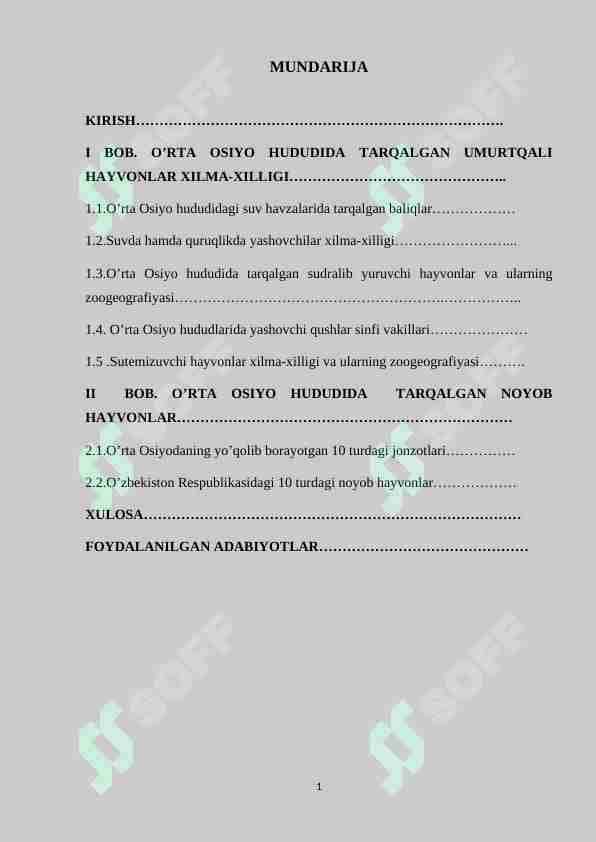 O’rta Osiyo umurtqalilar faunasining biologik xilma-xilligi va zoogeografiyasi