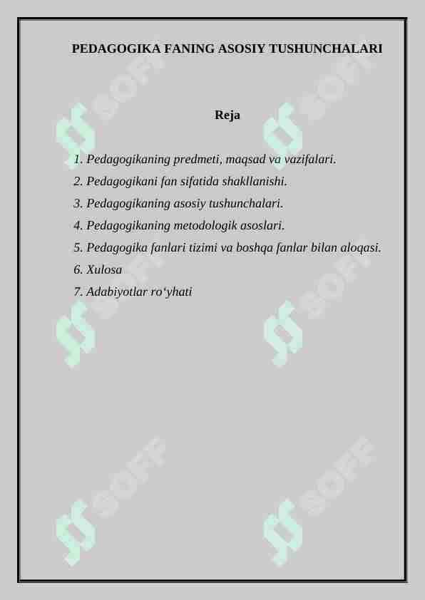 PEDAGOGIKA FANING ASOSIY TUSHUNCHALARI