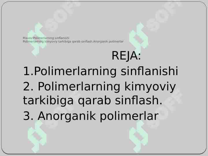 Polimerlarning sinflanishi
