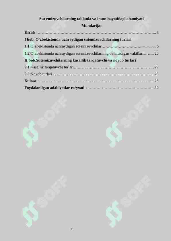 Sut emizuvchilarning tabiatda va inson hayotidagi ahamiyati