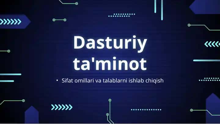 Sifat omillari va talablarni ishlab chiqish