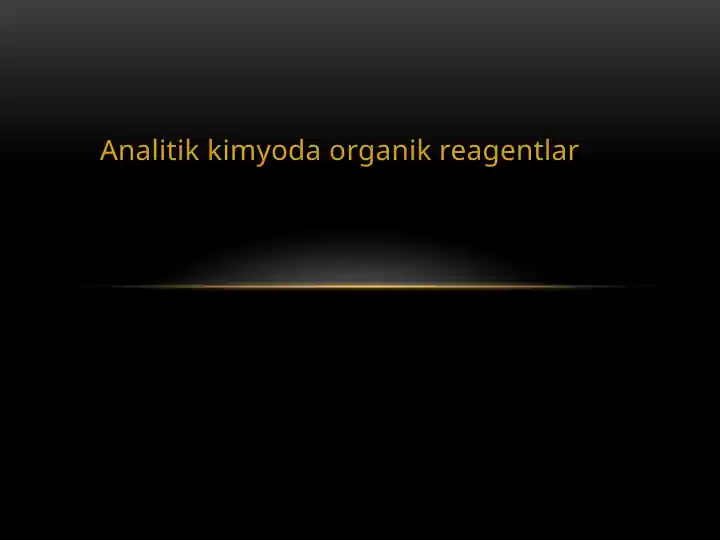 Analitik kimyo da organik reagentlar