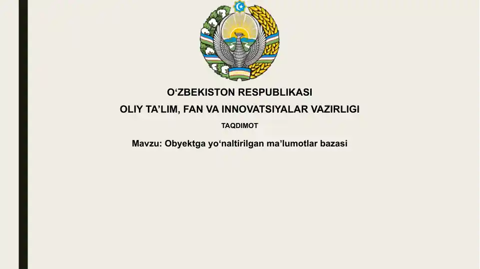 Ob'ektga yo'naltirilgan ma'lumotlar bazasi