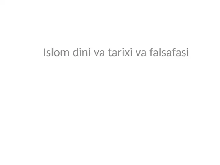 Islomdin va Tarixi