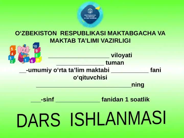 1-sinf Matematika 100 ichida qo'shish va ayirish dars ishlanma