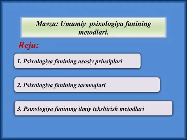 Psixologiya fanining metodlari