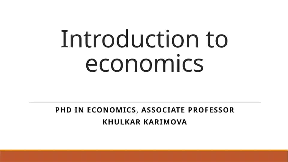 Introduction to economics