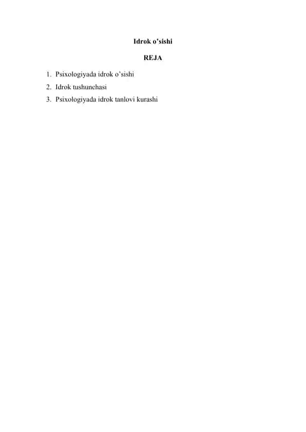 Idrok o'sishi (Psixologiyada idrok o’sishi)
