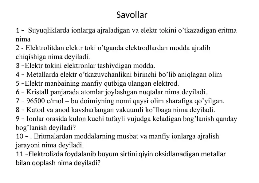 Elektroliz va ionlar