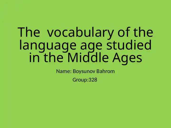 Middle English Language