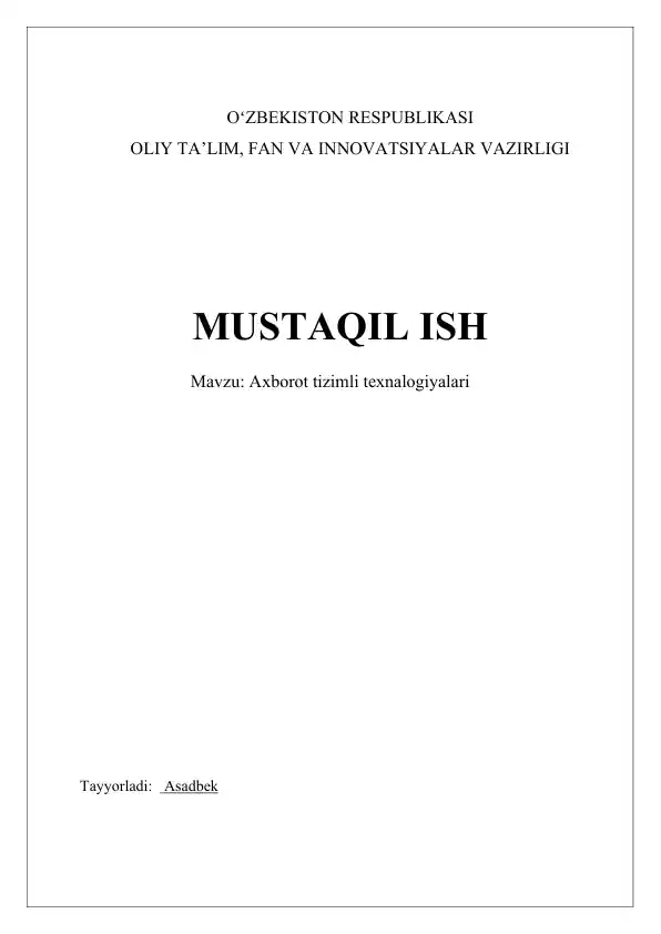 Ma'lumotlar bazasi tizimlari