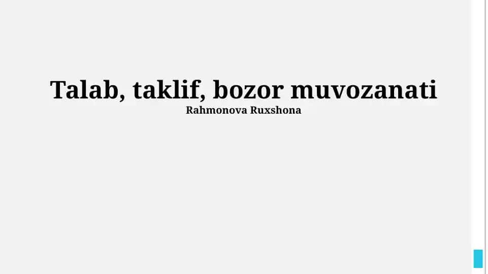 Taklif, talab, bozor muvozanati